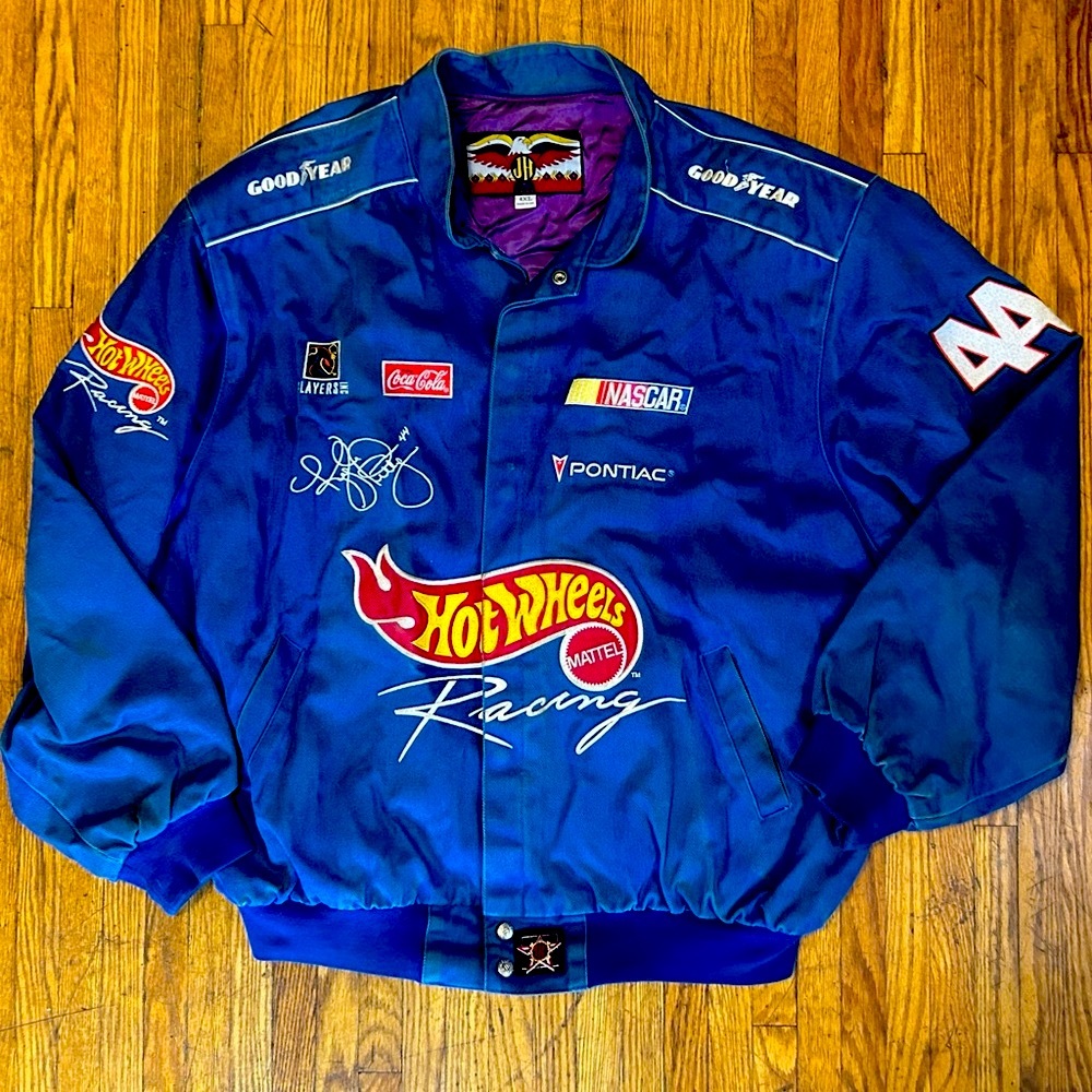 Vintage 90s Hot Wheels Racing Denim Jacket NASCAR RARE 4XL